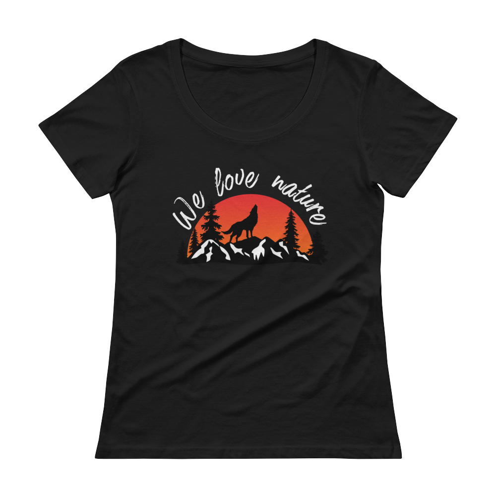We Love Nature | Damen T-Shirt mit weitem Rundhalsausschnitt
