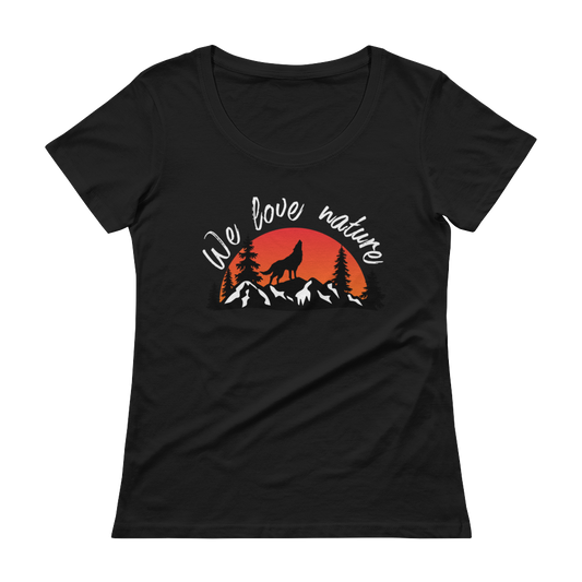 We Love Nature | Damen T-Shirt mit weitem Rundhalsausschnitt