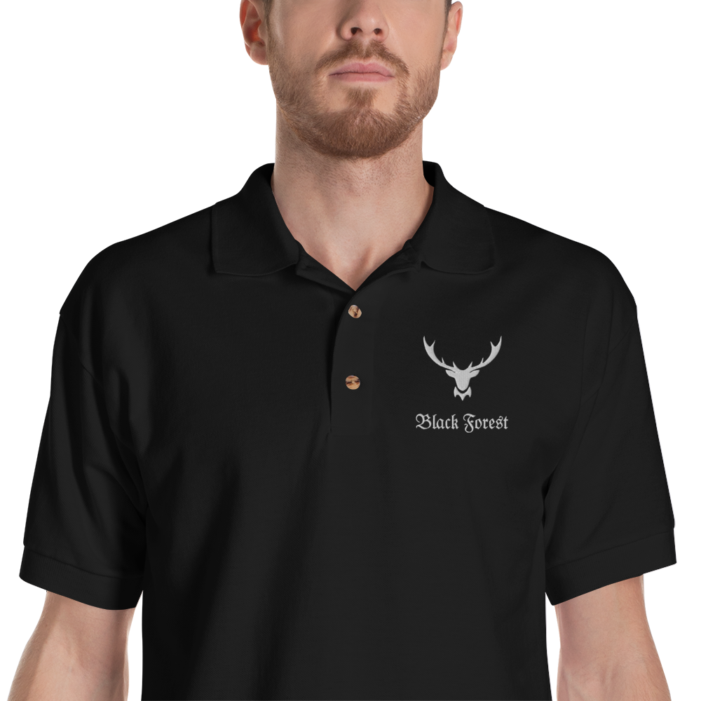 Black Forest Hirschgeweih | Besticktes Polo-Shirt