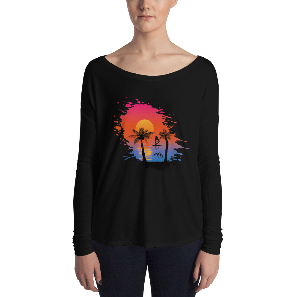 Sonnenuntergang am Strand | Damen Longsleeve