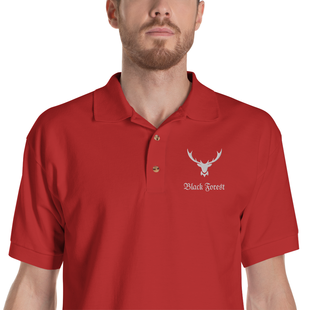 Black Forest Hirschgeweih | Besticktes Polo-Shirt