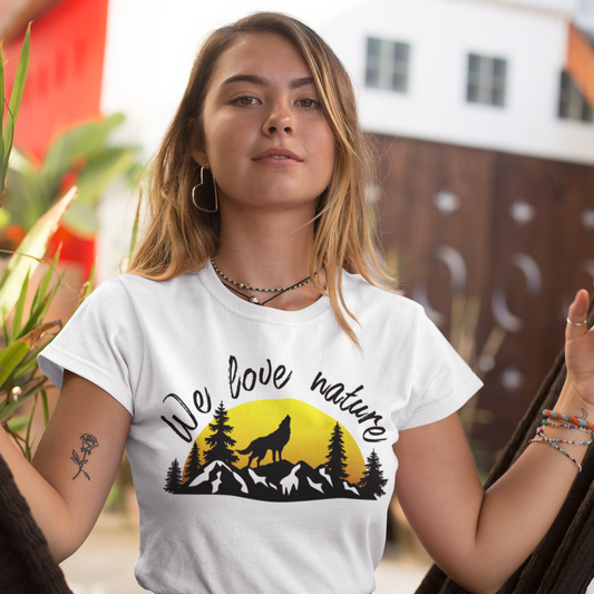 Unisex T-Shirt | We love nature | weiß+grau